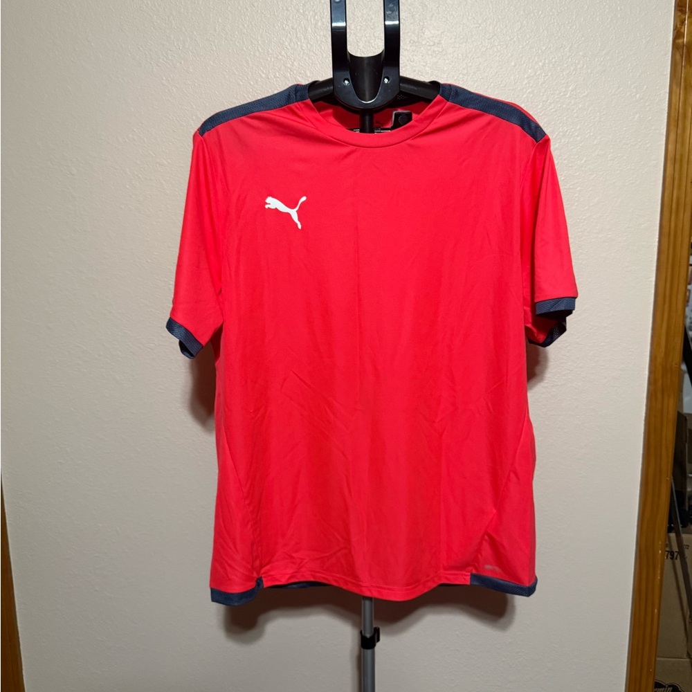 Puma Men's Vibrant Red Tee with Black Accents